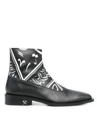 Мужские черно-белые кожаные ботинки челси с принтом от Gmbh