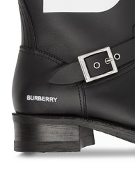 Мужские черно-белые кожаные ботинки челси с принтом от Burberry