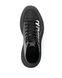 Мужские черно-белые кожаные высокие кеды с принтом от Alexander McQueen