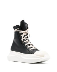 Мужские черно-белые кожаные высокие кеды от Rick Owens DRKSHDW