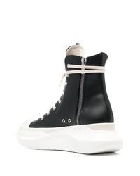 Мужские черно-белые кожаные высокие кеды от Rick Owens DRKSHDW