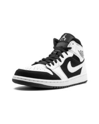 Мужские черно-белые кожаные высокие кеды от Jordan