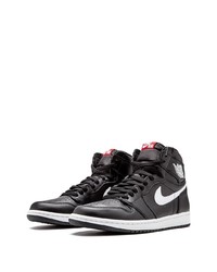 Мужские черно-белые кожаные высокие кеды от Jordan