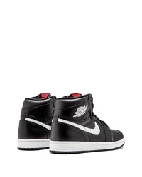 Мужские черно-белые кожаные высокие кеды от Jordan