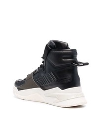 Мужские черно-белые кожаные высокие кеды от Balmain