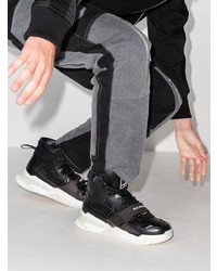 Мужские черно-белые кожаные высокие кеды от Balmain