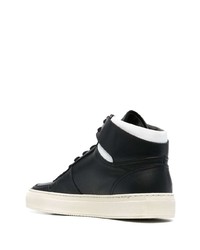 Мужские черно-белые кожаные высокие кеды от Common Projects