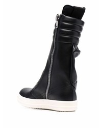 Мужские черно-белые кожаные высокие кеды от Rick Owens DRKSHDW