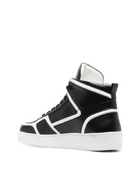 Мужские черно-белые кожаные высокие кеды от Roberto Cavalli
