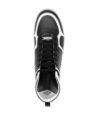 Мужские черно-белые кожаные высокие кеды от Roberto Cavalli