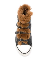 Женские черно-белые кожаные высокие кеды от Ash