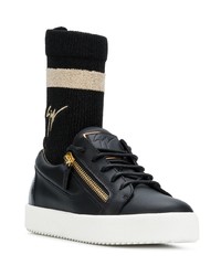 Женские черно-белые кожаные высокие кеды от Giuseppe Zanotti Design