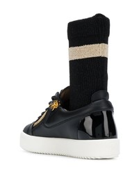 Женские черно-белые кожаные высокие кеды от Giuseppe Zanotti Design