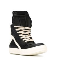 Женские черно-белые кожаные высокие кеды от Rick Owens