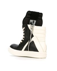 Женские черно-белые кожаные высокие кеды от Rick Owens