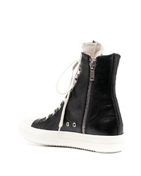 Мужские черно-белые кожаные высокие кеды от Rick Owens DRKSHDW