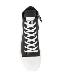 Мужские черно-белые кожаные высокие кеды от Cinzia Araia
