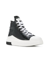 Женские черно-белые кожаные высокие кеды от Cinzia Araia