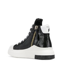 Женские черно-белые кожаные высокие кеды от Cinzia Araia