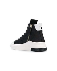 Мужские черно-белые кожаные высокие кеды от Cinzia Araia
