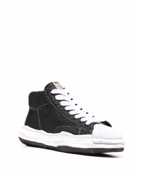 Мужские черно-белые кожаные высокие кеды от Maison Mihara Yasuhiro