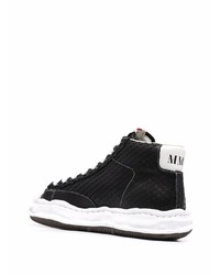 Мужские черно-белые кожаные высокие кеды от Maison Mihara Yasuhiro