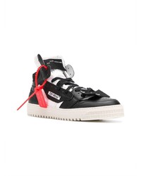 Мужские черно-белые кожаные высокие кеды от Off-White
