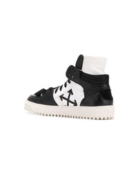 Мужские черно-белые кожаные высокие кеды от Off-White