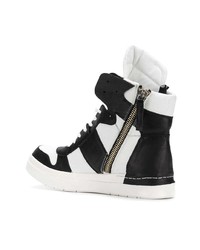 Мужские черно-белые кожаные высокие кеды от Cinzia Araia