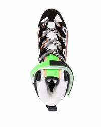 Мужские черно-белые кожаные высокие кеды от DSQUARED2