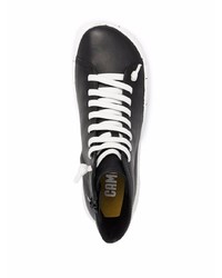 Мужские черно-белые кожаные высокие кеды от Camper