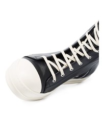 Мужские черно-белые кожаные высокие кеды от Rick Owens