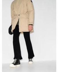 Мужские черно-белые кожаные высокие кеды от Rick Owens