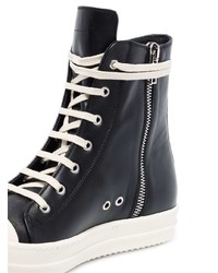 Мужские черно-белые кожаные высокие кеды от Rick Owens