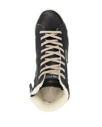 Мужские черно-белые кожаные высокие кеды от Philippe Model Paris