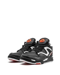 Мужские черно-белые кожаные высокие кеды от Reebok