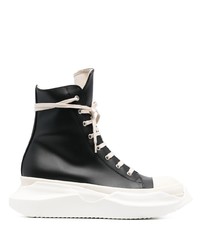 Мужские черно-белые кожаные высокие кеды от Rick Owens DRKSHDW