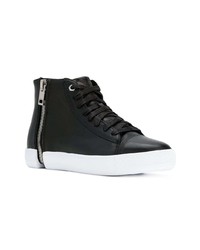 Женские черно-белые кожаные высокие кеды от Diesel