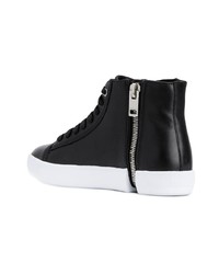 Женские черно-белые кожаные высокие кеды от Diesel