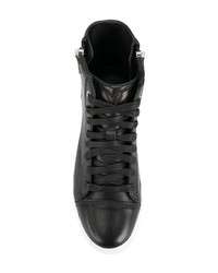 Женские черно-белые кожаные высокие кеды от Diesel