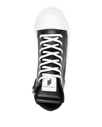 Мужские черно-белые кожаные высокие кеды от Cinzia Araia