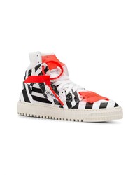 Женские черно-белые кожаные высокие кеды от Off-White