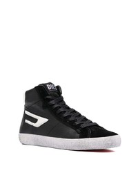 Мужские черно-белые кожаные высокие кеды от Diesel