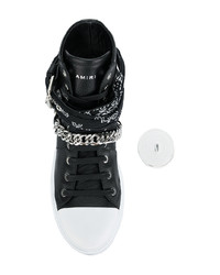 Мужские черно-белые кожаные высокие кеды от Amiri