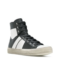 Мужские черно-белые кожаные высокие кеды от Amiri