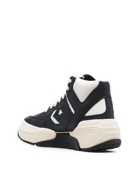 Мужские черно-белые кожаные высокие кеды от Converse