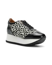 Черно-белые кожаные кроссовки на танкетке от Alexander Smith