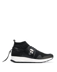 Мужские черно-белые кожаные кроссовки с принтом от Karl Lagerfeld