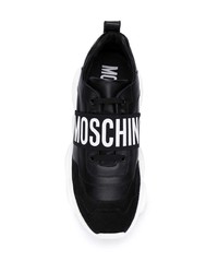 Мужские черно-белые кожаные кроссовки от Moschino