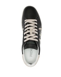 Мужские черно-белые кожаные низкие кеды с принтом от Premiata